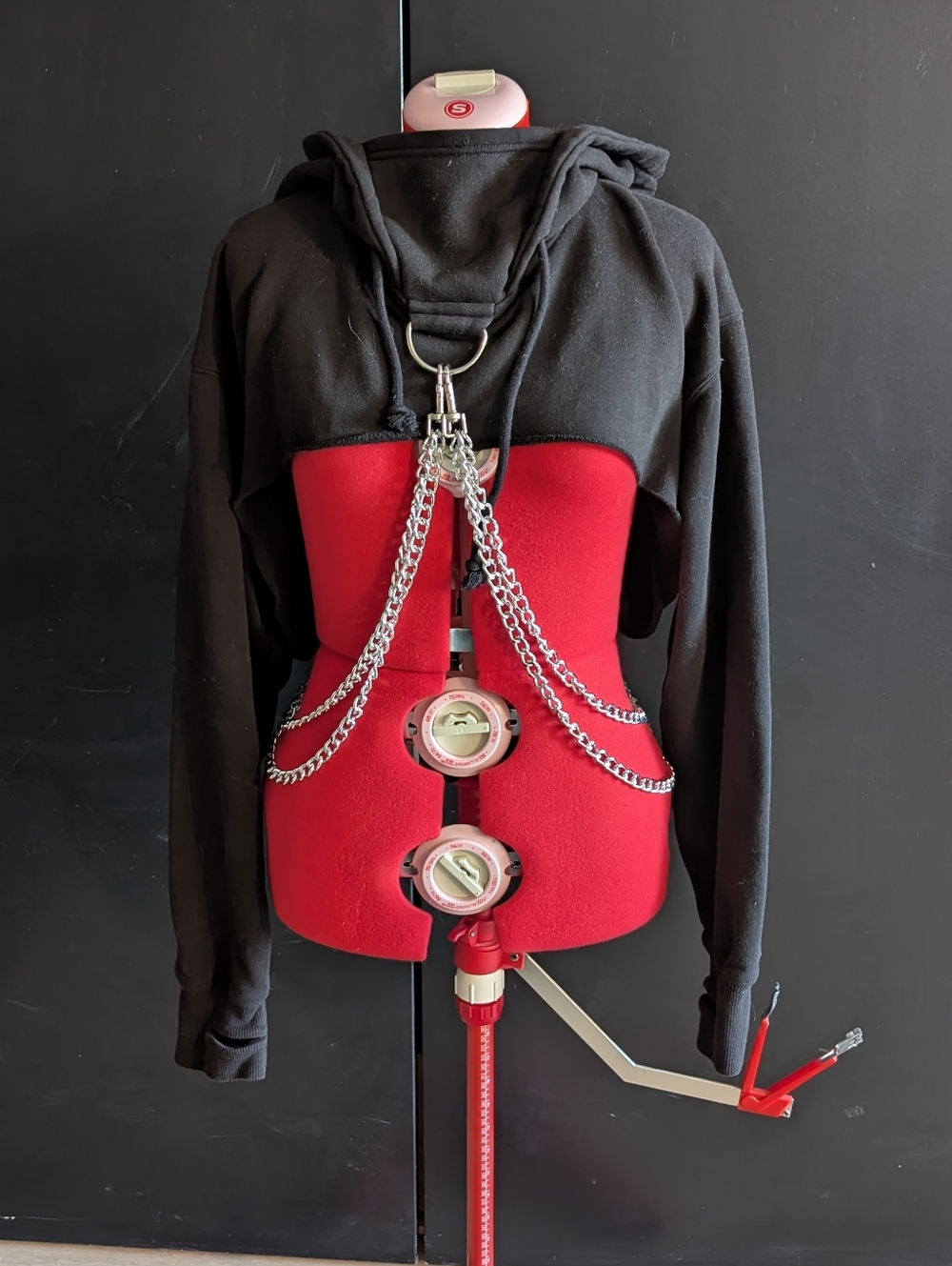Dolls Kill Current Mood "Chained N' Dangerous" Cropped Hoodie With Chain